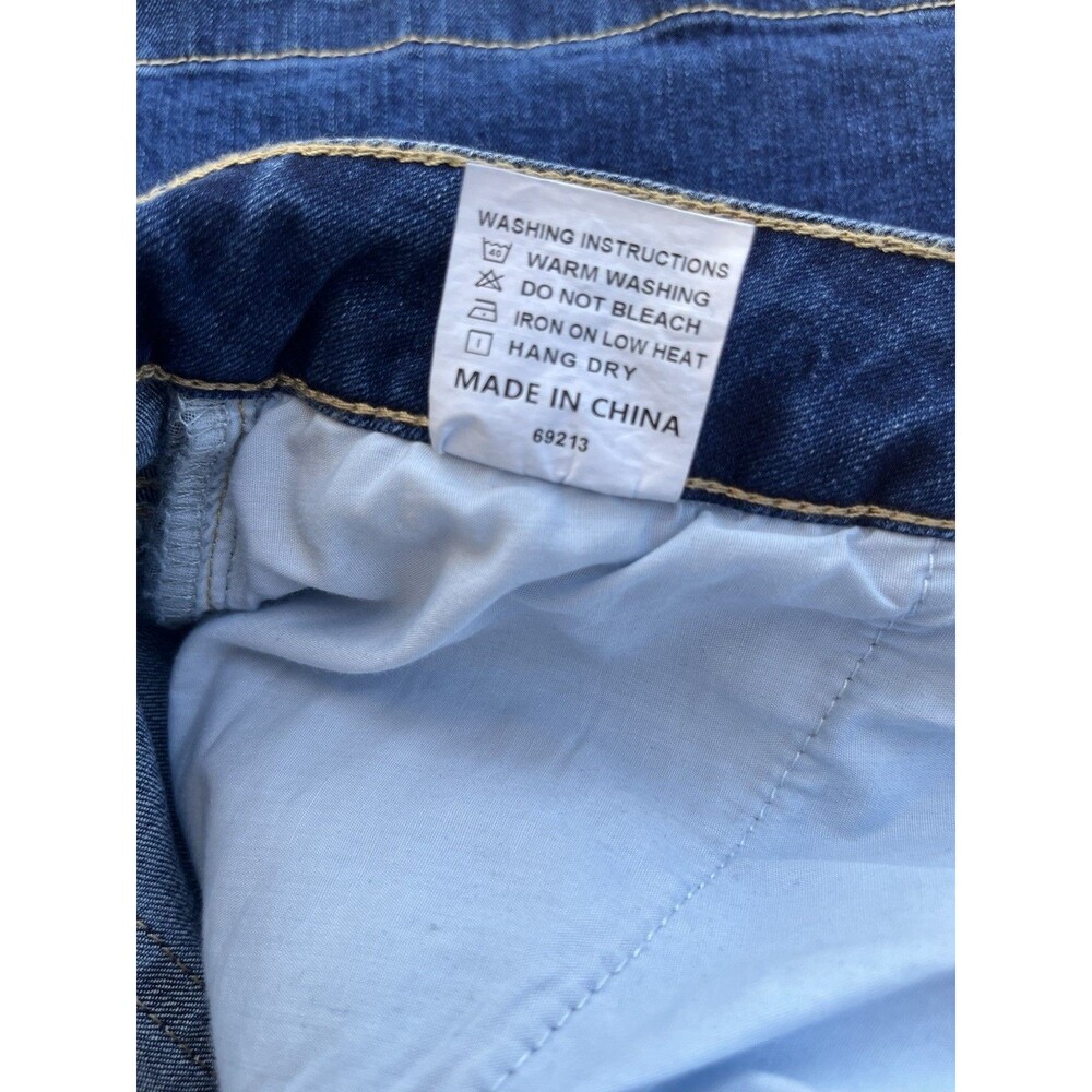 Flamingals Women 4XL Blue Dark Wash Wide Leg Utility Patch Pocket Jeans NEW - Picture 7 of 7